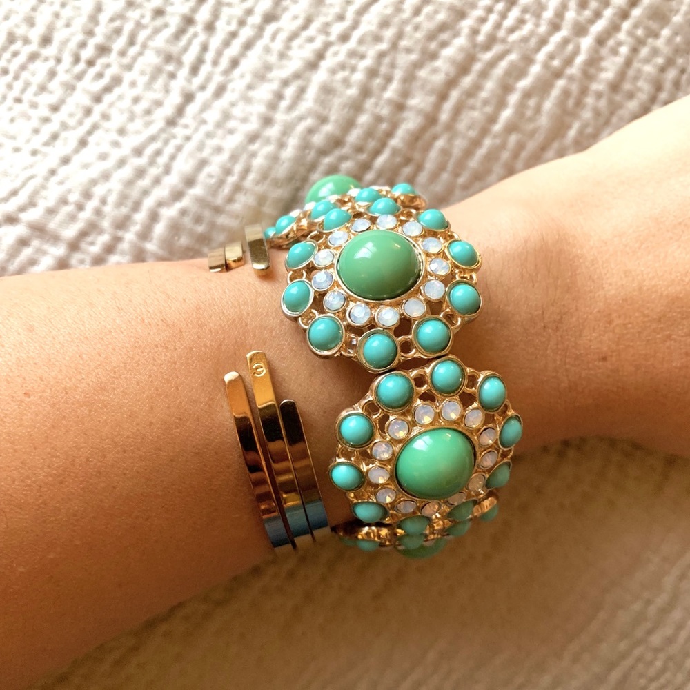 Turquoise and Moonstone Stretchy Bracelet